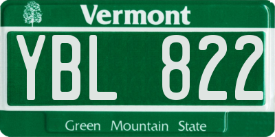 VT license plate YBL822