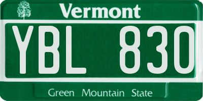 VT license plate YBL830