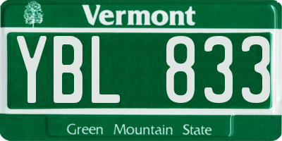 VT license plate YBL833
