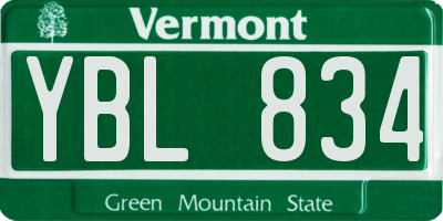 VT license plate YBL834