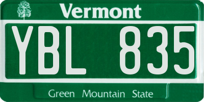 VT license plate YBL835