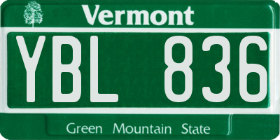 VT license plate YBL836