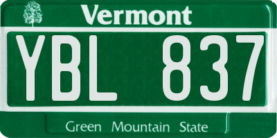 VT license plate YBL837