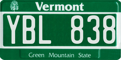 VT license plate YBL838