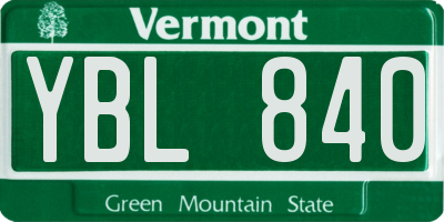 VT license plate YBL840
