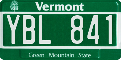 VT license plate YBL841
