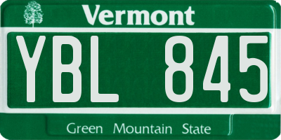 VT license plate YBL845