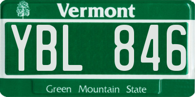 VT license plate YBL846