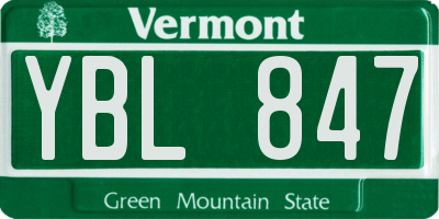VT license plate YBL847