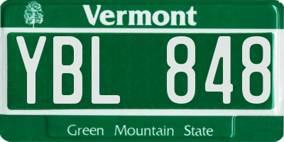 VT license plate YBL848