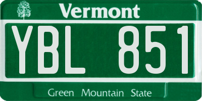 VT license plate YBL851
