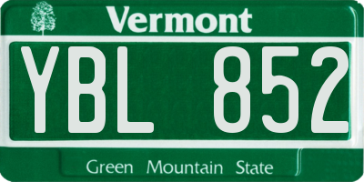 VT license plate YBL852