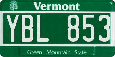 VT license plate YBL853