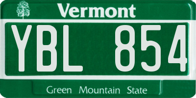 VT license plate YBL854