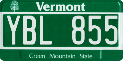 VT license plate YBL855