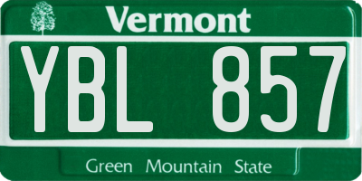 VT license plate YBL857