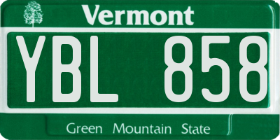 VT license plate YBL858