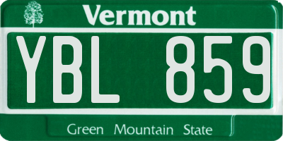 VT license plate YBL859