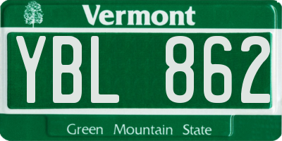 VT license plate YBL862