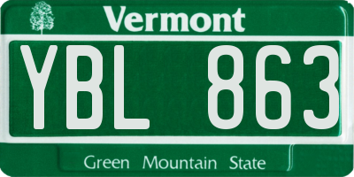 VT license plate YBL863