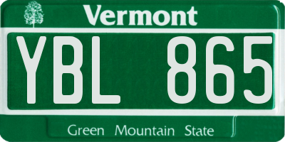 VT license plate YBL865
