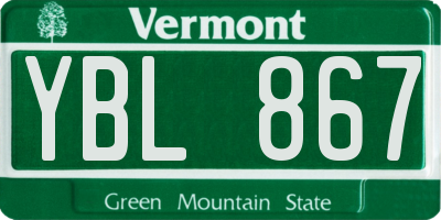 VT license plate YBL867
