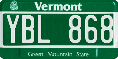 VT license plate YBL868