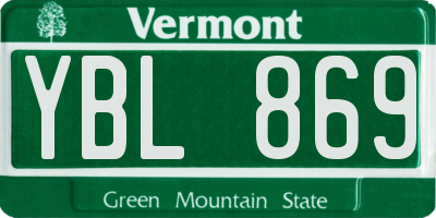 VT license plate YBL869
