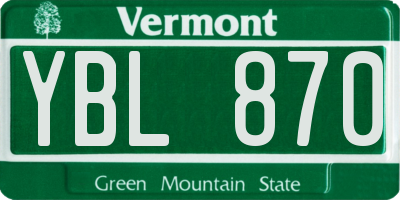 VT license plate YBL870