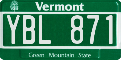 VT license plate YBL871