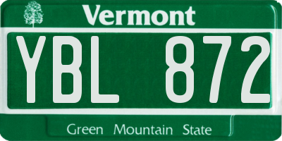VT license plate YBL872