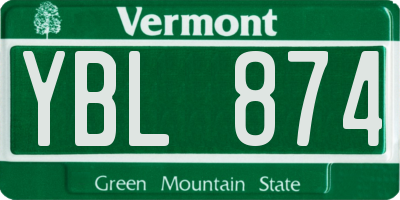 VT license plate YBL874