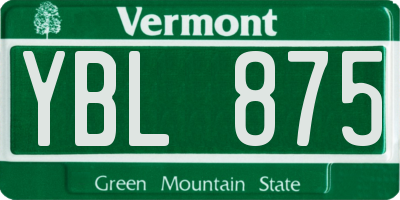 VT license plate YBL875