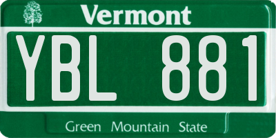 VT license plate YBL881