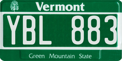 VT license plate YBL883