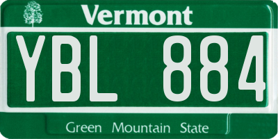 VT license plate YBL884