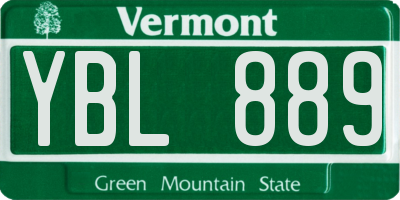 VT license plate YBL889