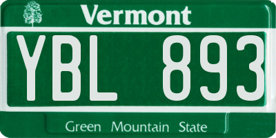 VT license plate YBL893