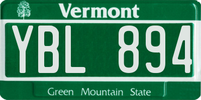 VT license plate YBL894