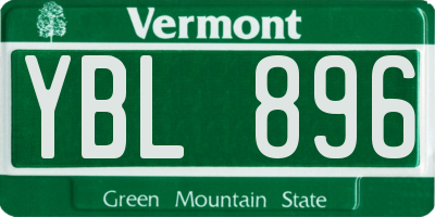 VT license plate YBL896
