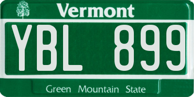 VT license plate YBL899