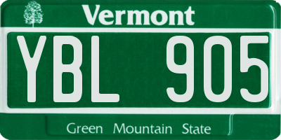 VT license plate YBL905