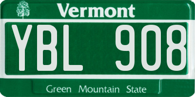VT license plate YBL908