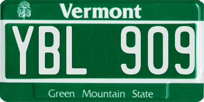 VT license plate YBL909