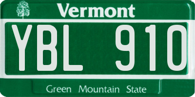 VT license plate YBL910