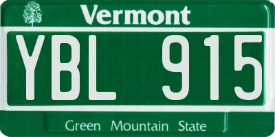 VT license plate YBL915