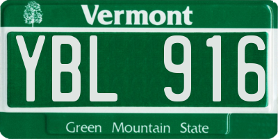 VT license plate YBL916
