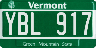 VT license plate YBL917