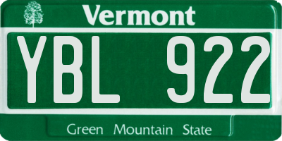 VT license plate YBL922