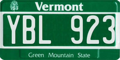 VT license plate YBL923